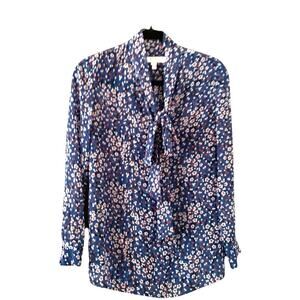 L.K. Bennett silk ditsy floral tie bow front blouse sz 2 US